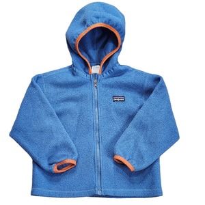 Patagonia Toddler Boy Girl Fleece Hoodie Jacket Coat SZ 3T Blue Orange Full Zip
